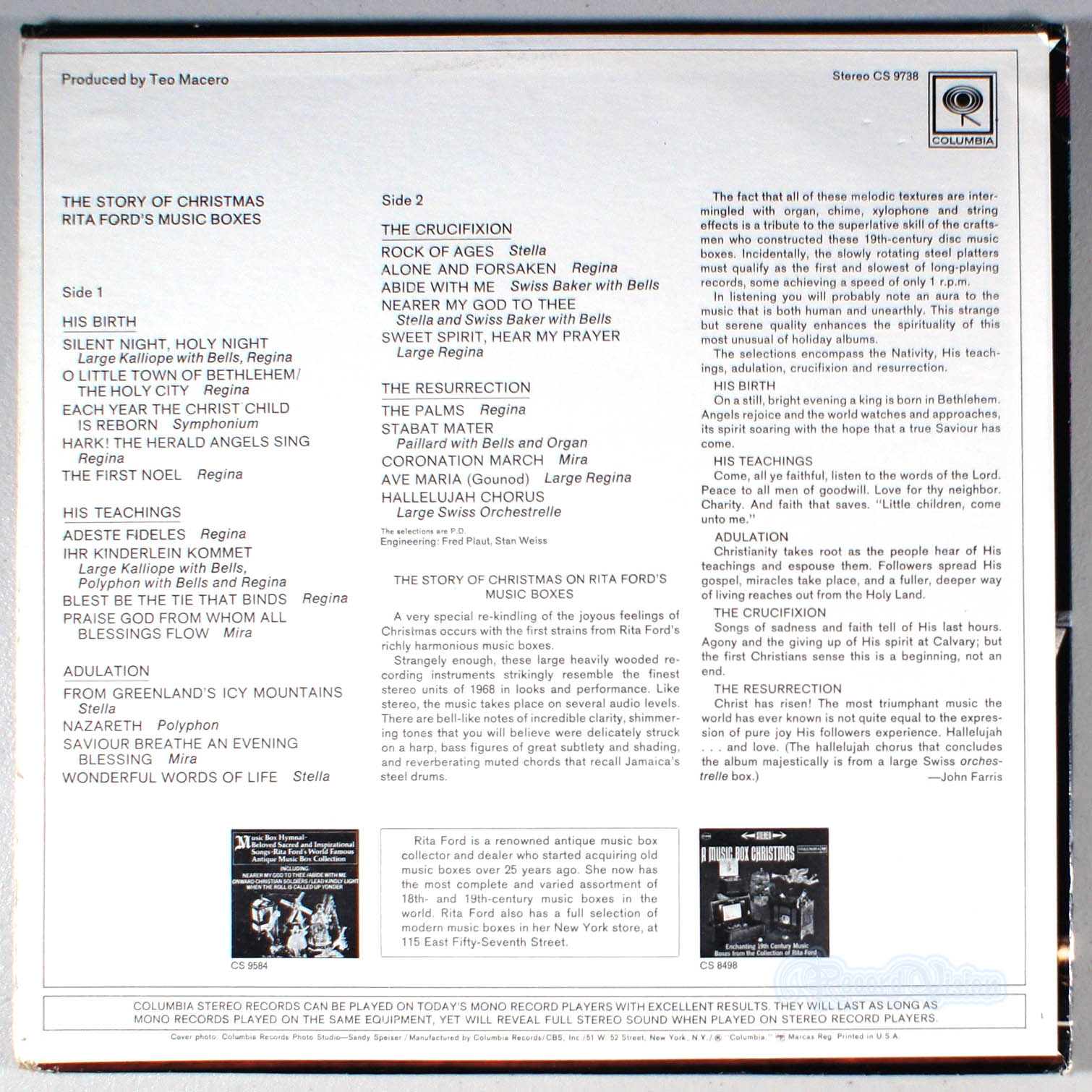 The story of christmas music boxes de Rita Ford, 33T chez recordvision