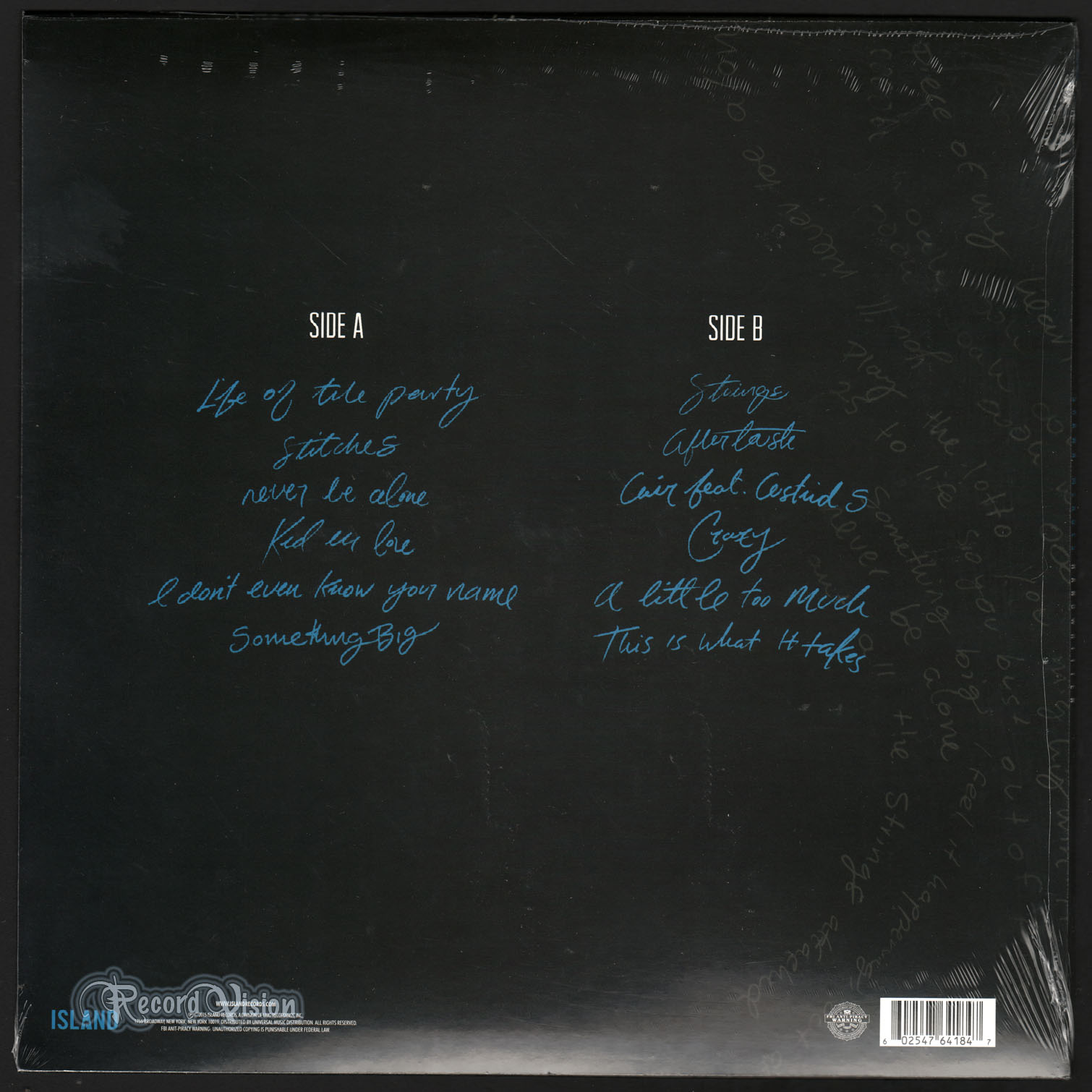 Handwritten by Shawn Mendes, LP with recordvision Ref3115023020